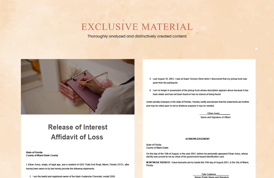 Release Of Interest Affidavit Of Loss
