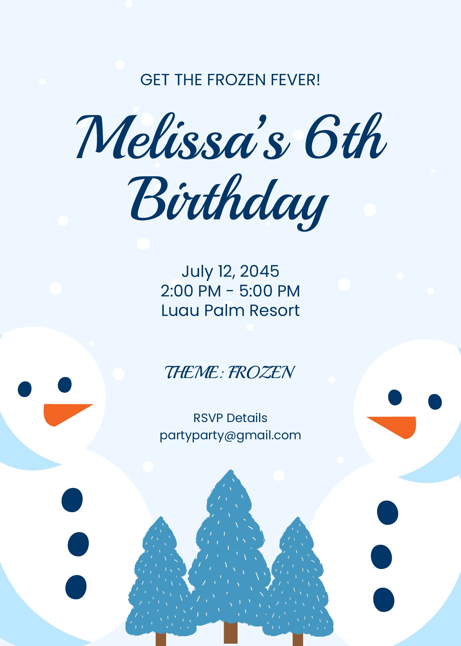 Kids Frozen Birthday Invitation Template