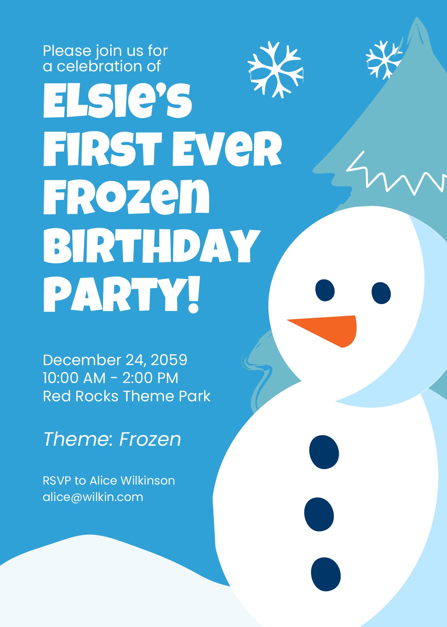 Digital Frozen Birthday Invitation Template