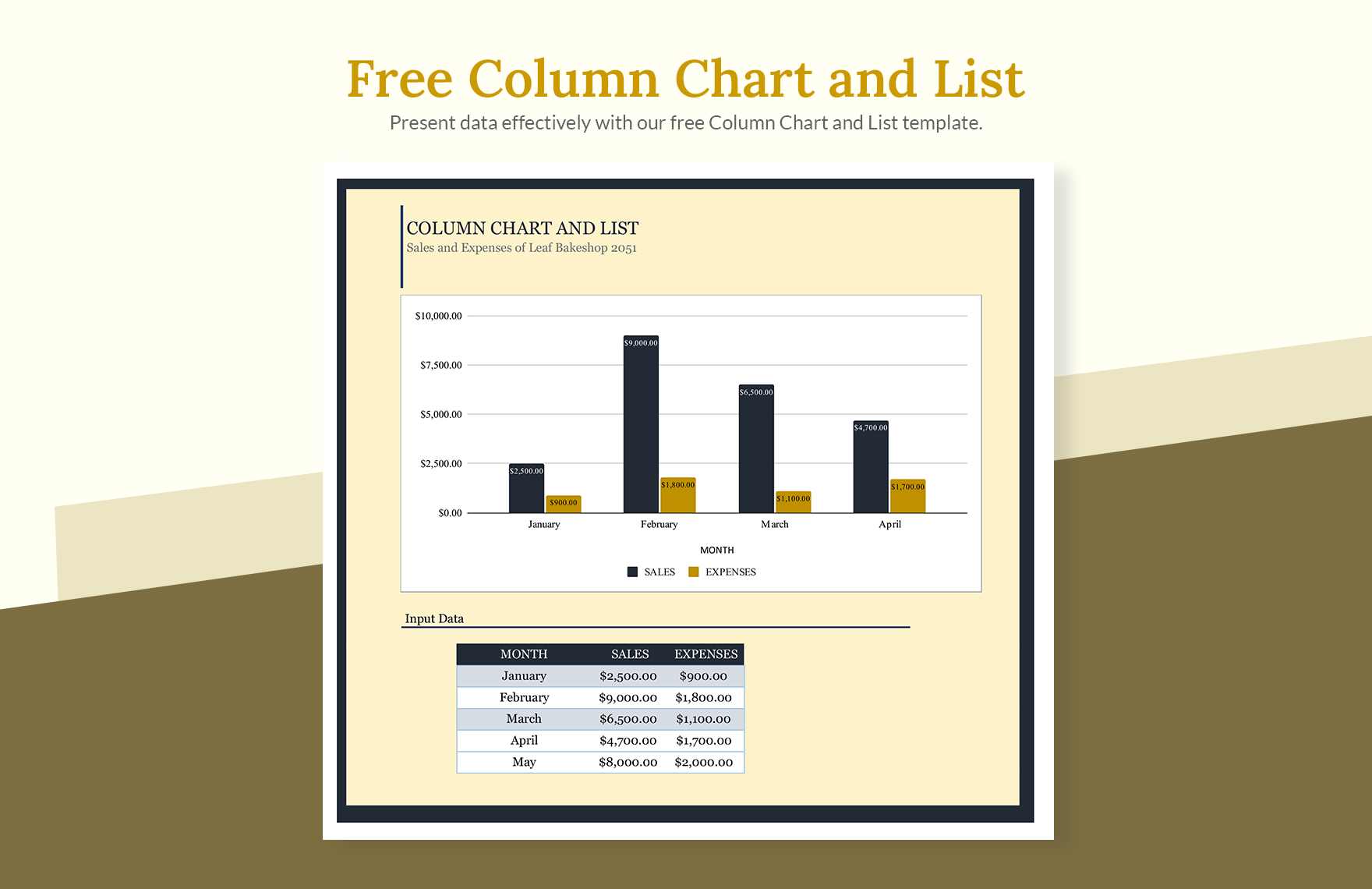 Column Chart and List