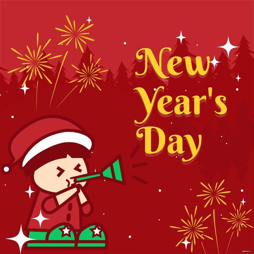 Free New Year's Day Cartoon Vector in Illustrator, PSD, EPS, SVG, JPG, PNG