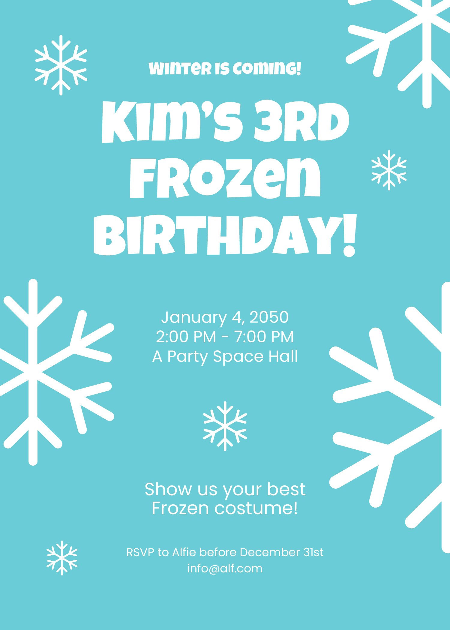 Frozen Themed Birthday Invitation Template
