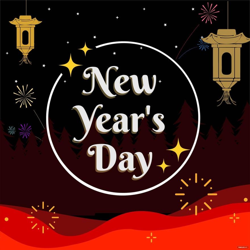 New Year's Day Design Vector in Illustrator, PSD, EPS, SVG, JPG, PNG