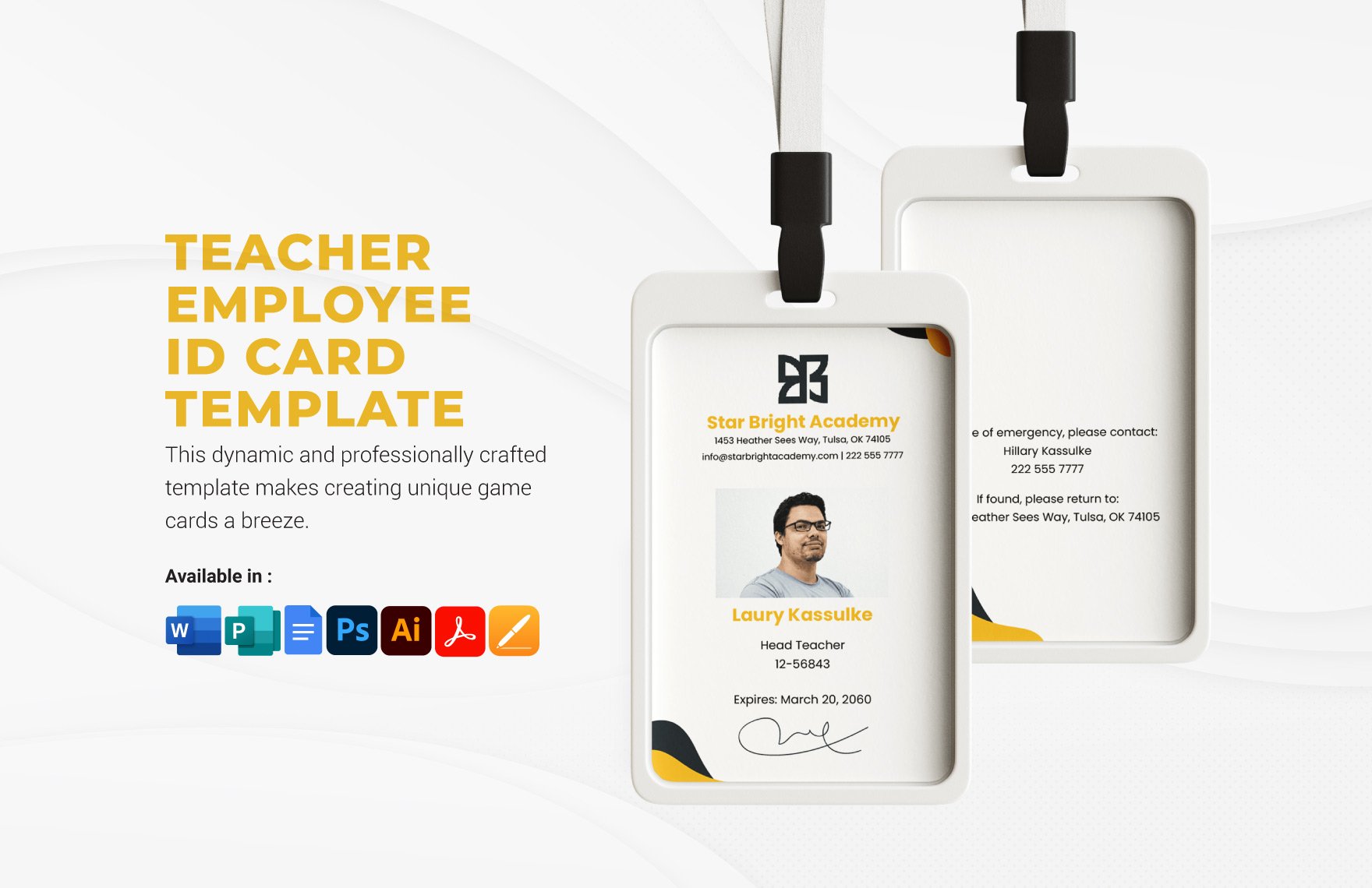 Teacher Employee ID Card Template