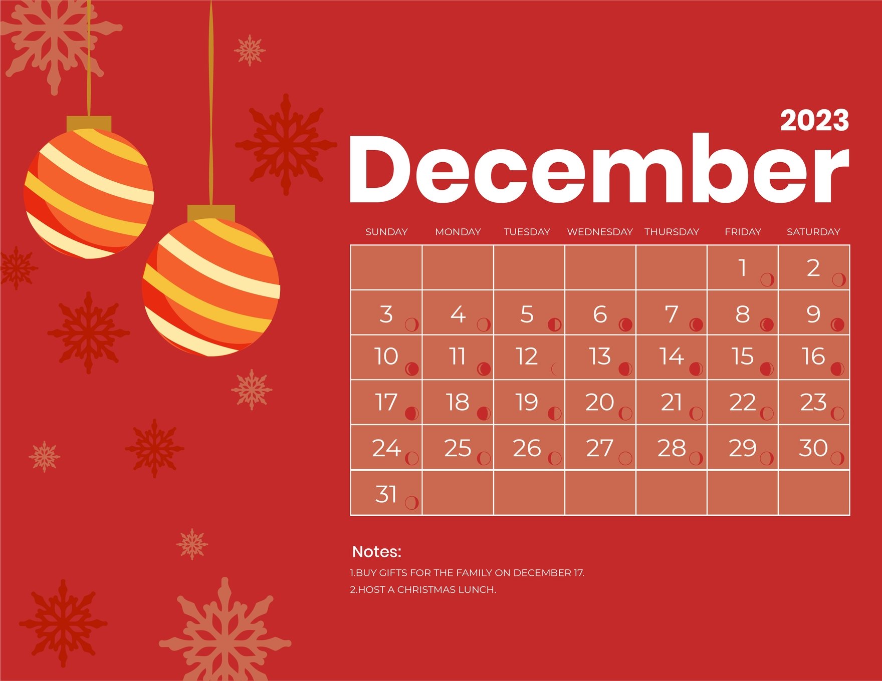 Lunar Calendar December 2023