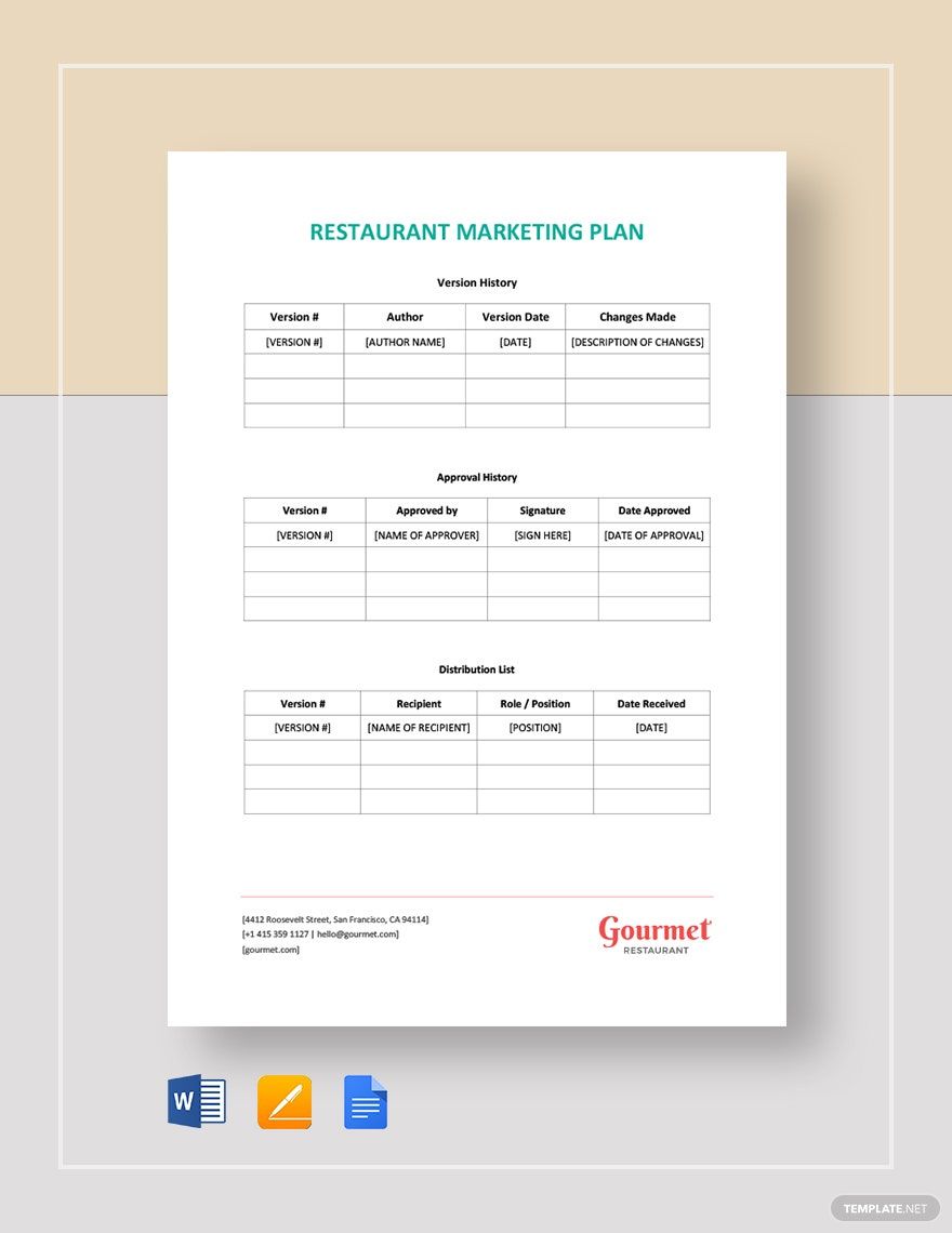 Sample Restaurant Marketing Plan Template