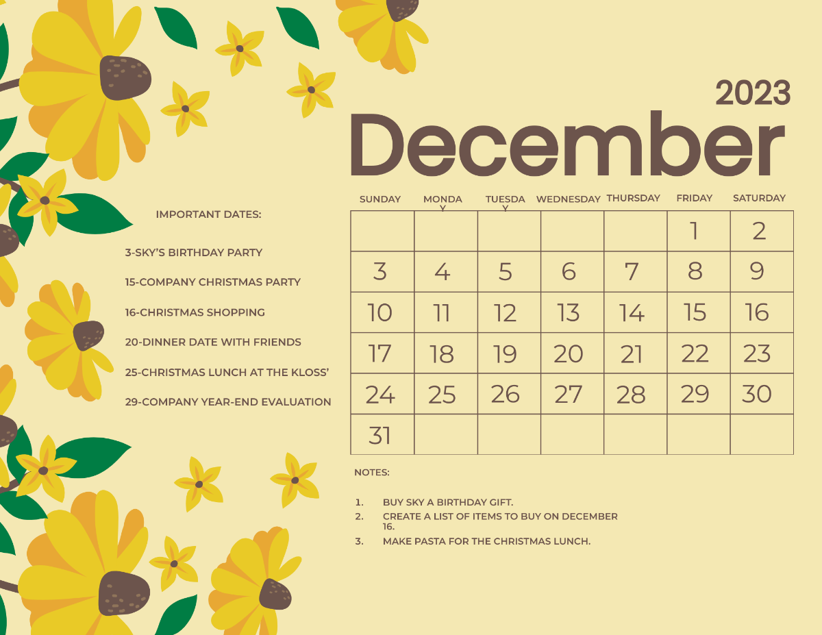 FREE 2023 Calendar Template - Download in Word, Google Docs, Excel, PDF ...