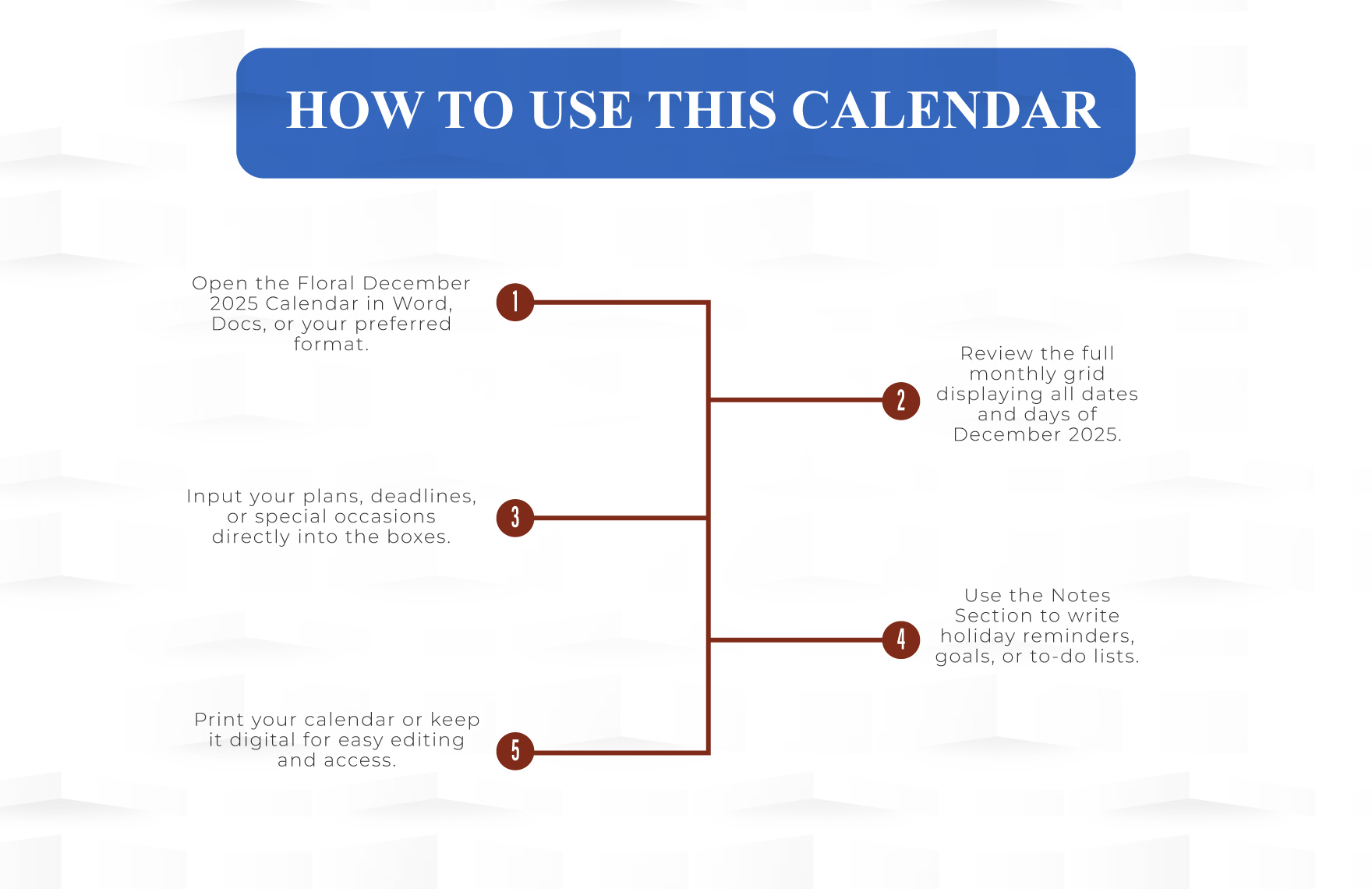 Floral December 2025 Calendar