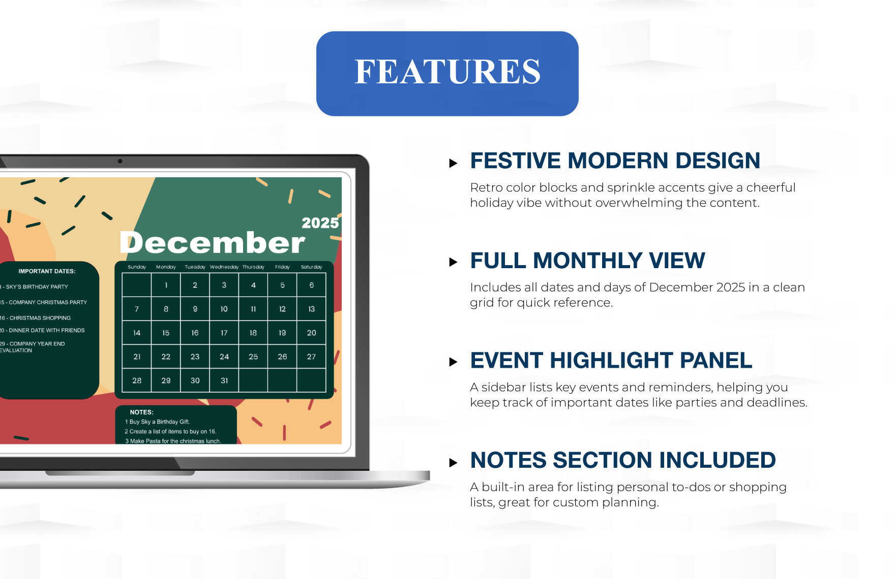 Printable December 2025 Calendar