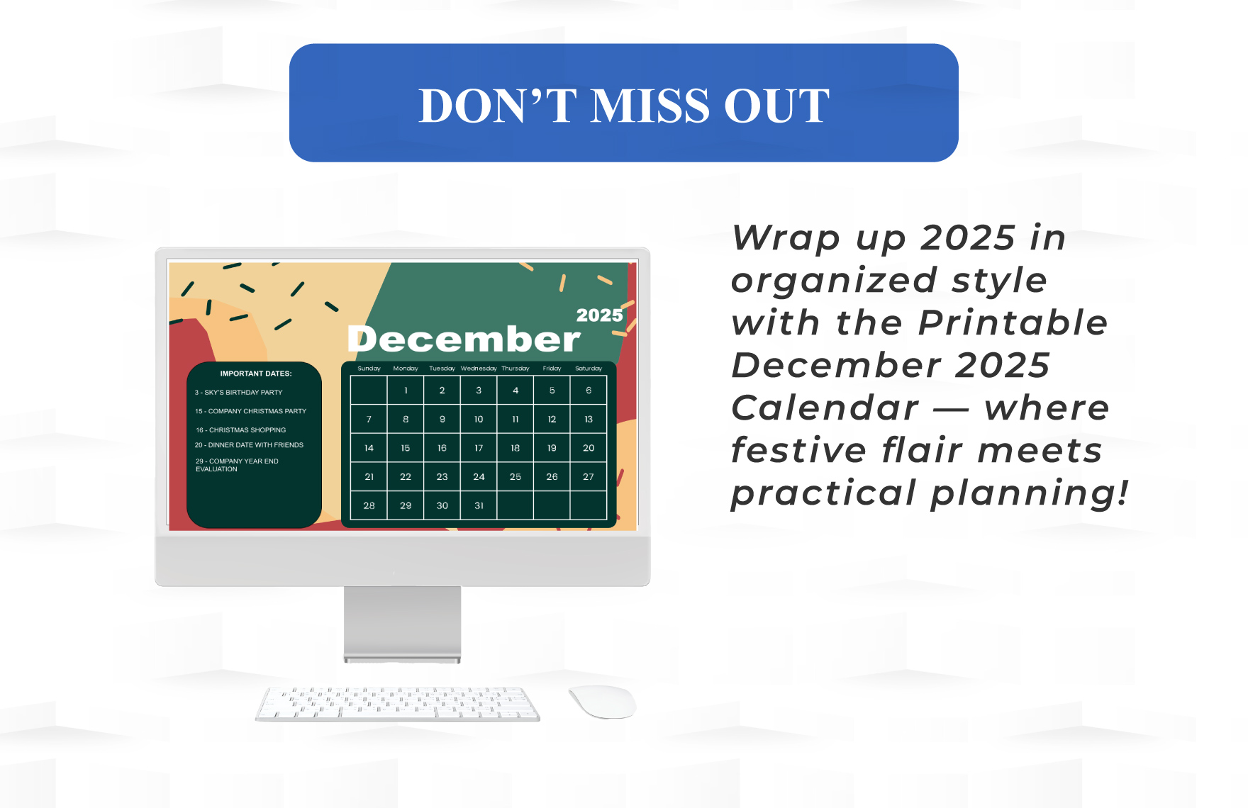 Printable December 2025 Calendar