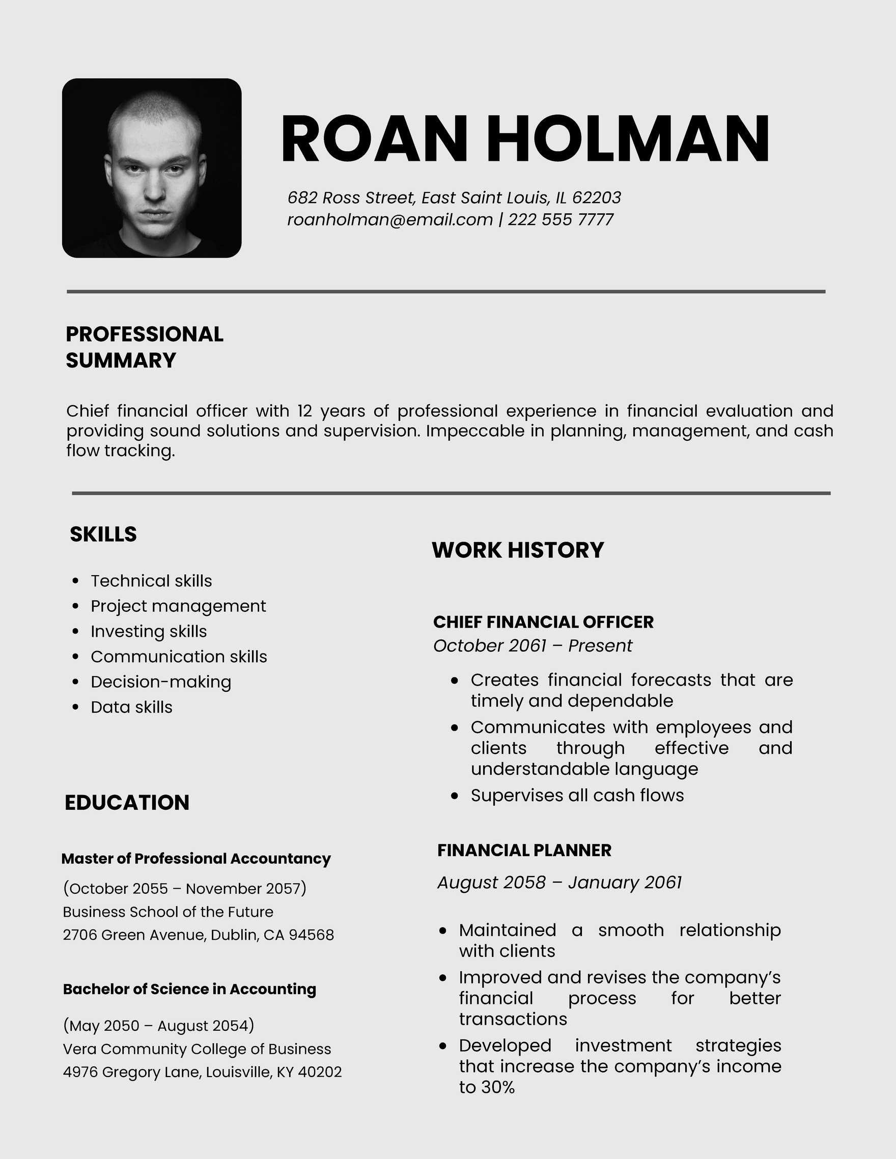 Modern Chief Financial Officer Resume