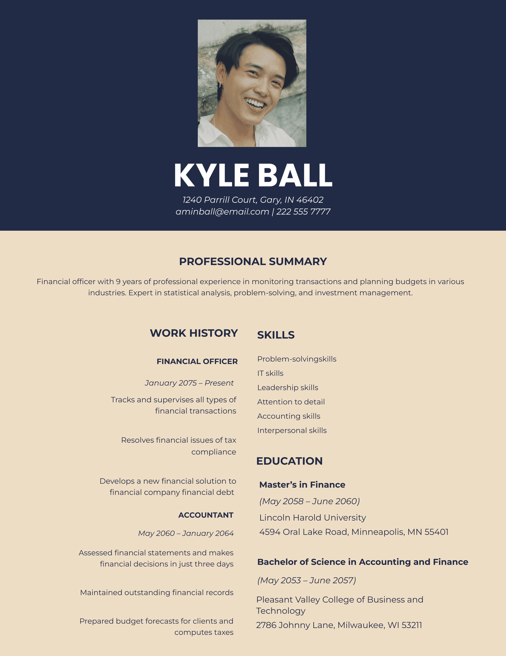 Simple Financial Officer Resume