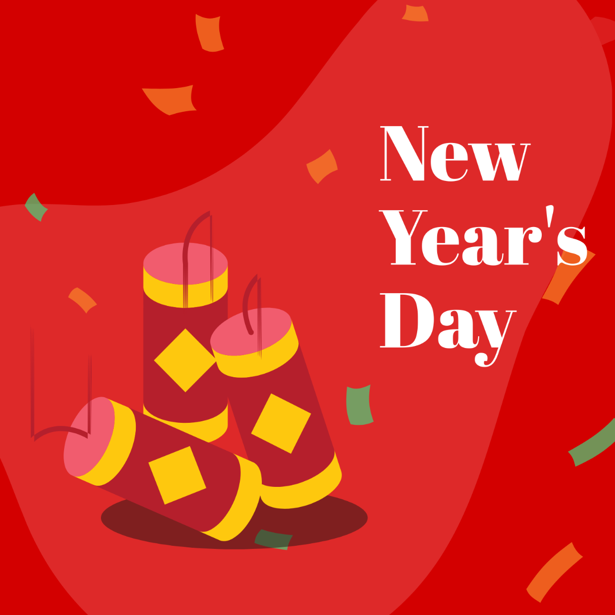 New Year's Day Flat Design Vector Template
