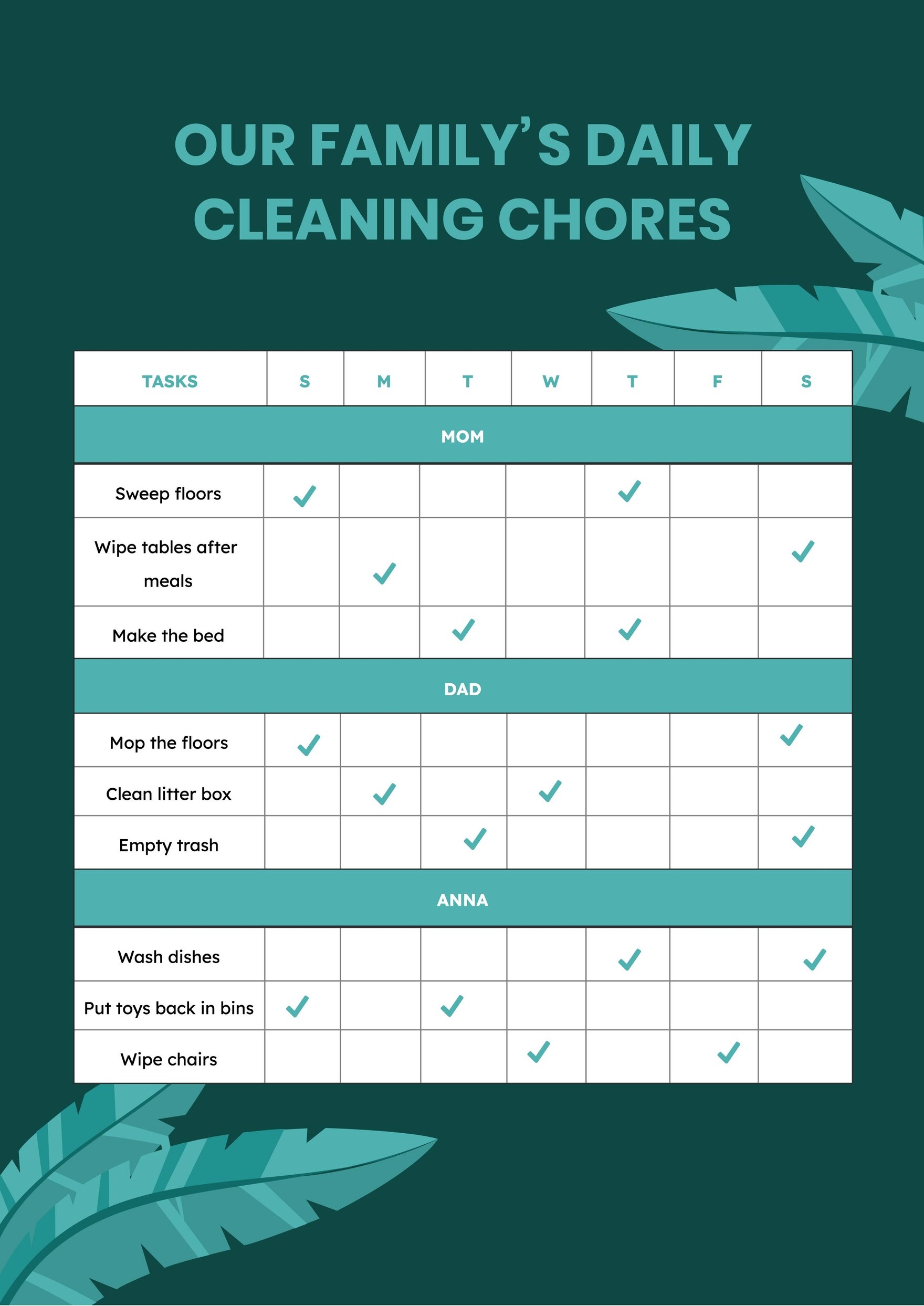 Family Cleaning Chart in PDF, Illustrator