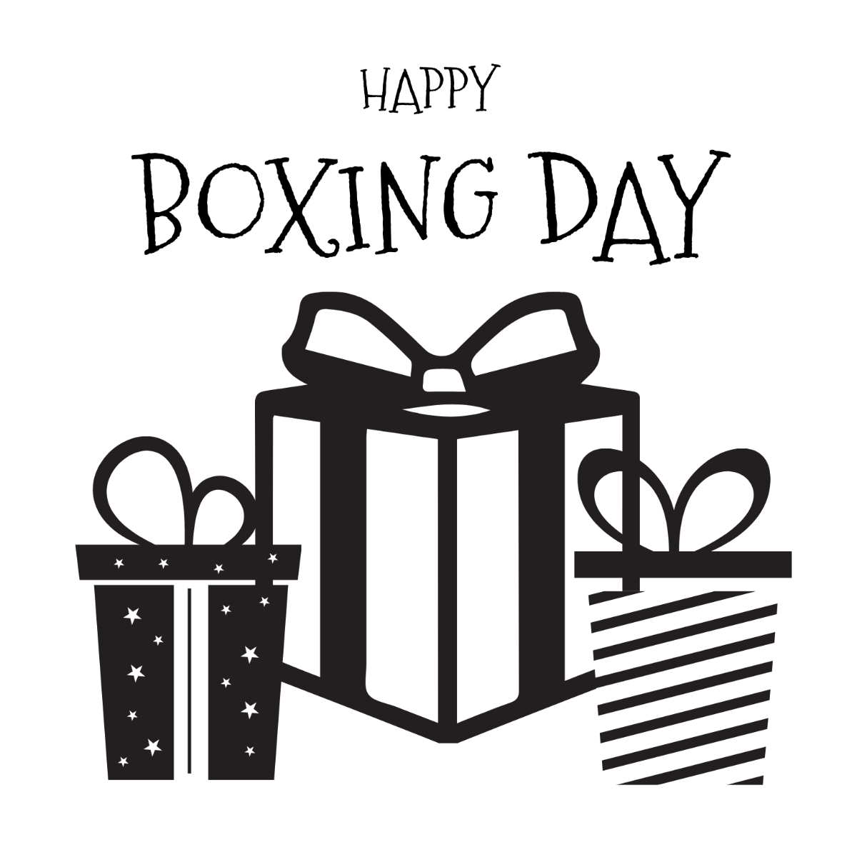Free Black And White Boxing Day Clipart