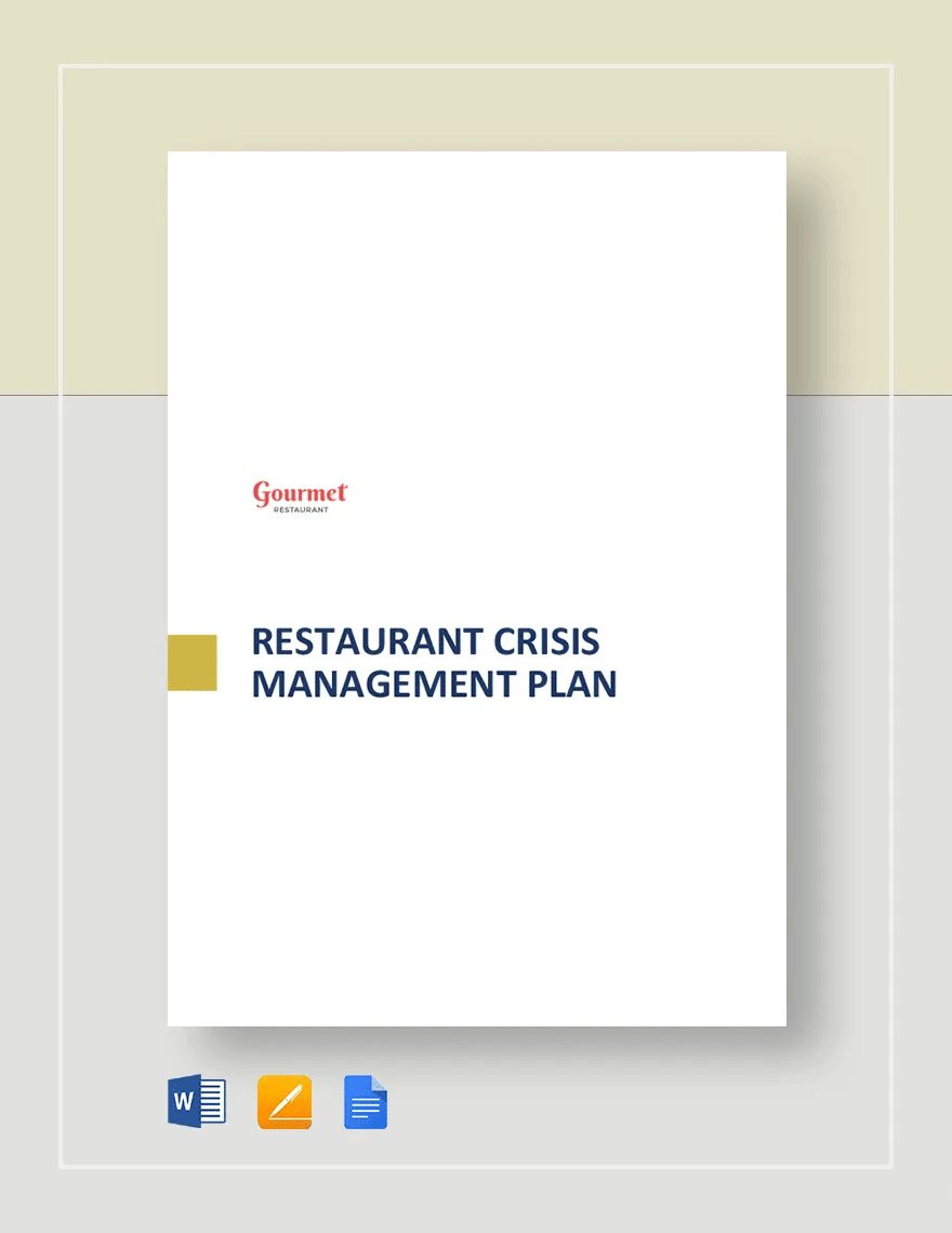 Restaurant Crisis Management Plan Template