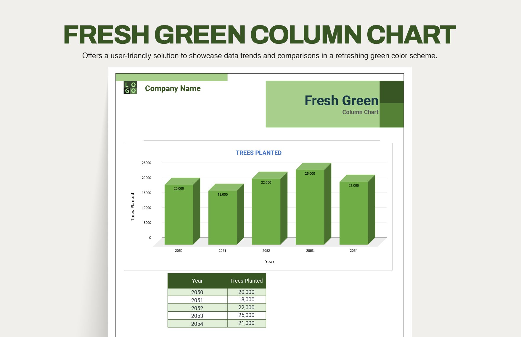 Free Fresh Green Column Chart