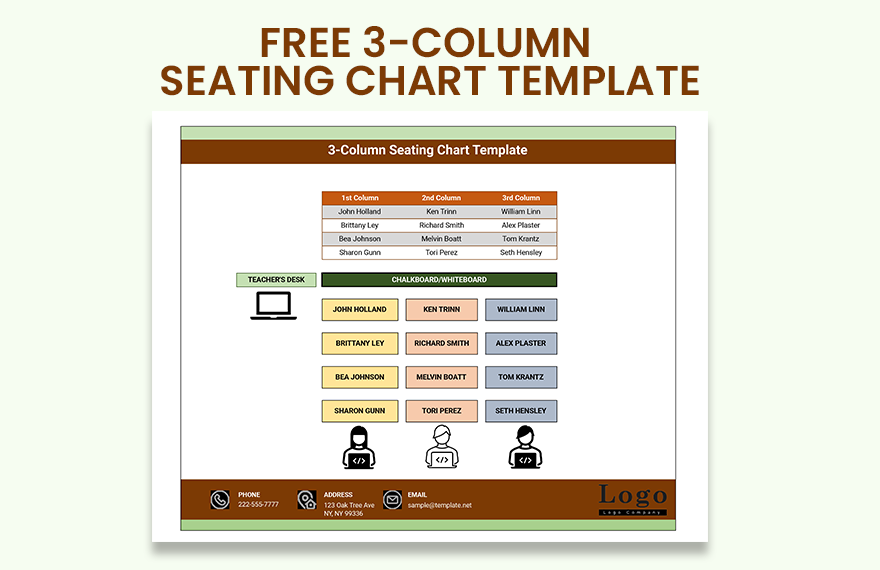 3 Column Seating Chart Template Google Sheets Excel Template