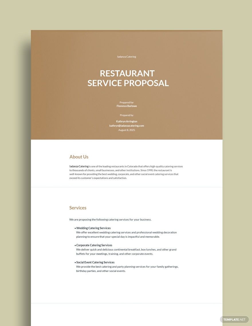 Restaurant Service Proposal Template