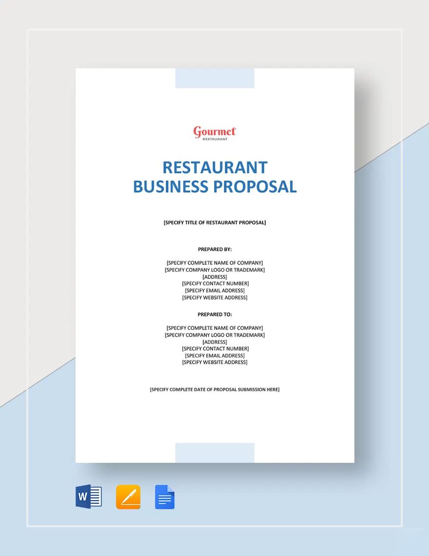 business proposal on restaurant