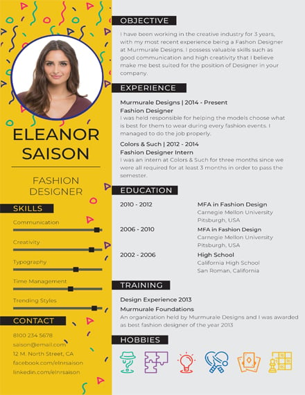 free best fashion cv template  download 200  resume