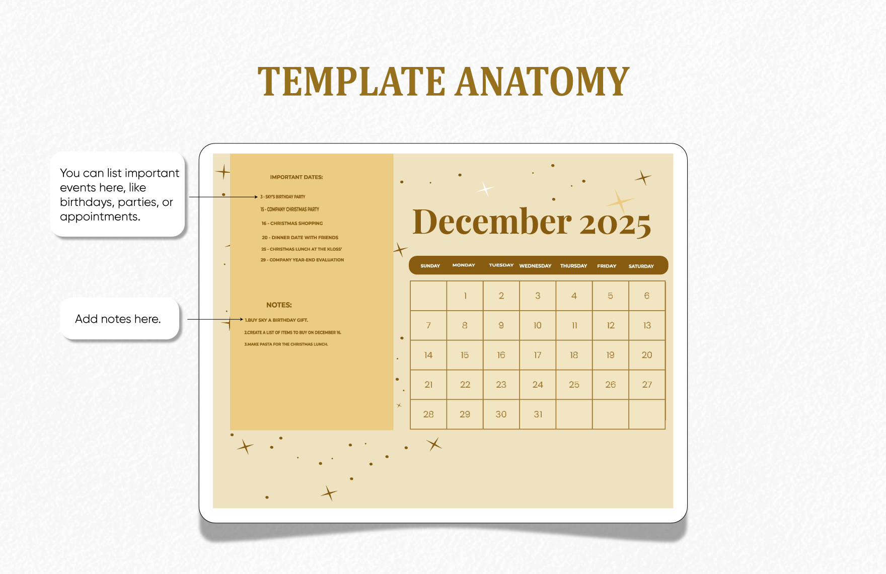 Fancy December 2025 Calendar