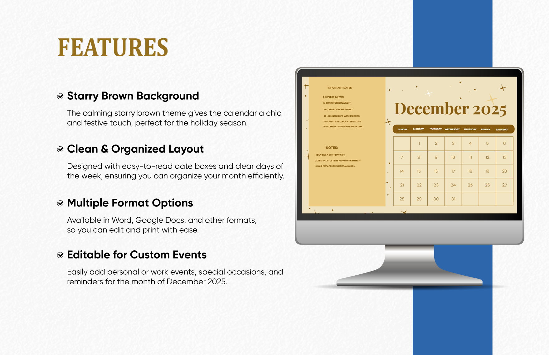 Fancy December 2025 Calendar