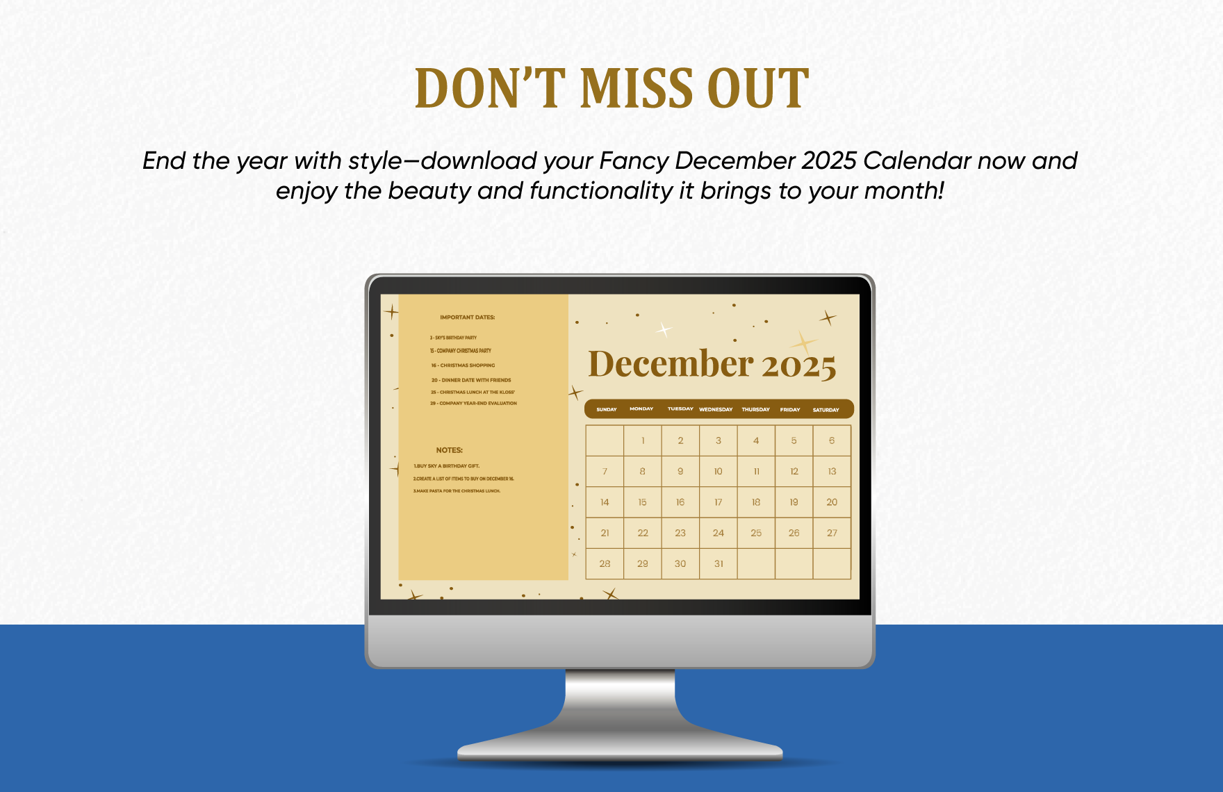 Fancy December 2025 Calendar