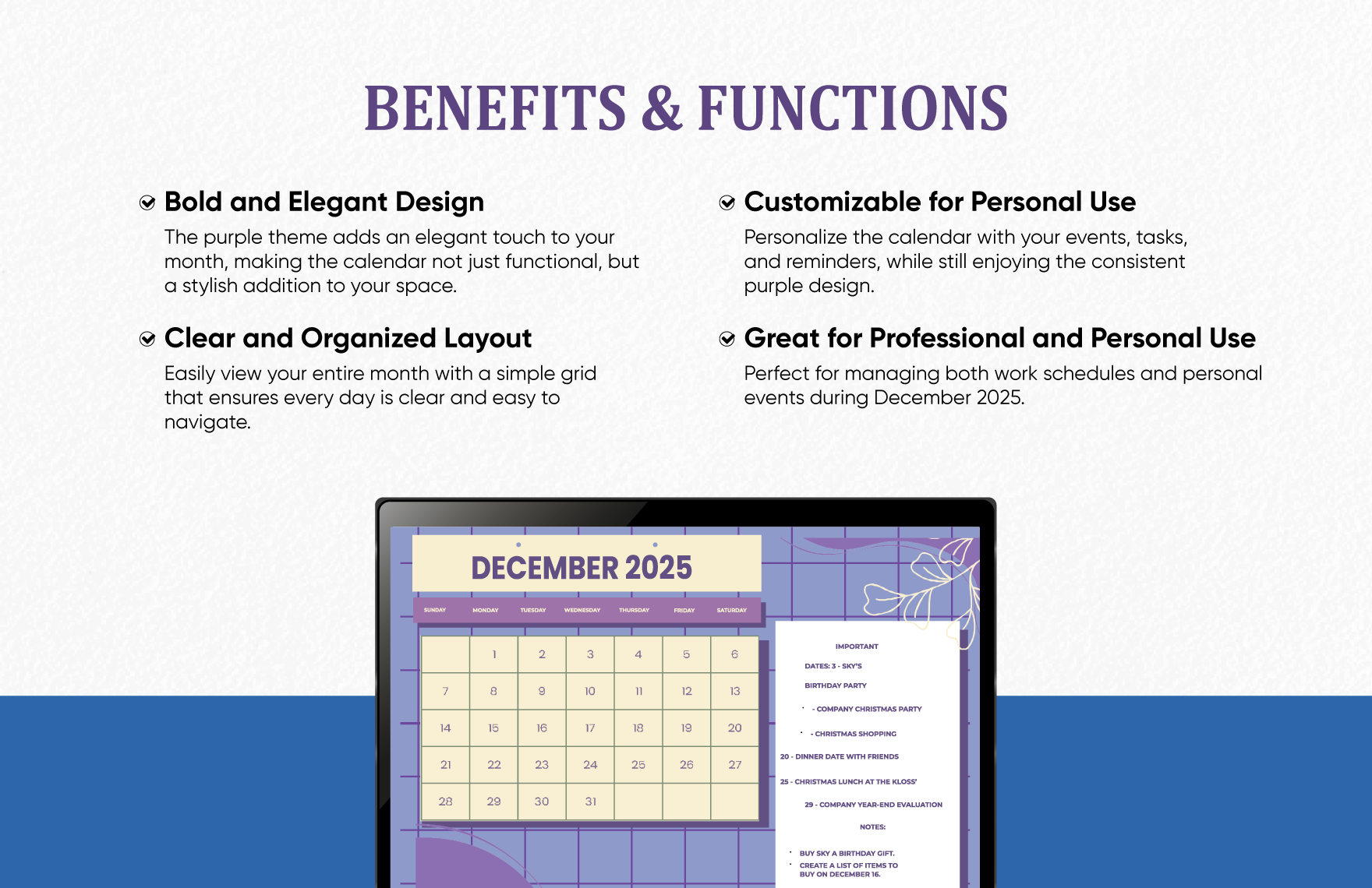 December 2025 Monthly Calendar