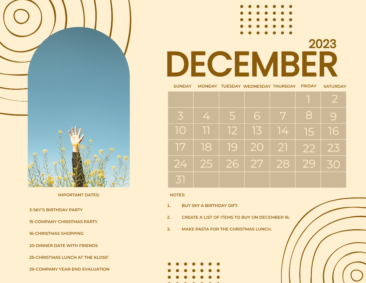 December 2023 Photo Calendar Template