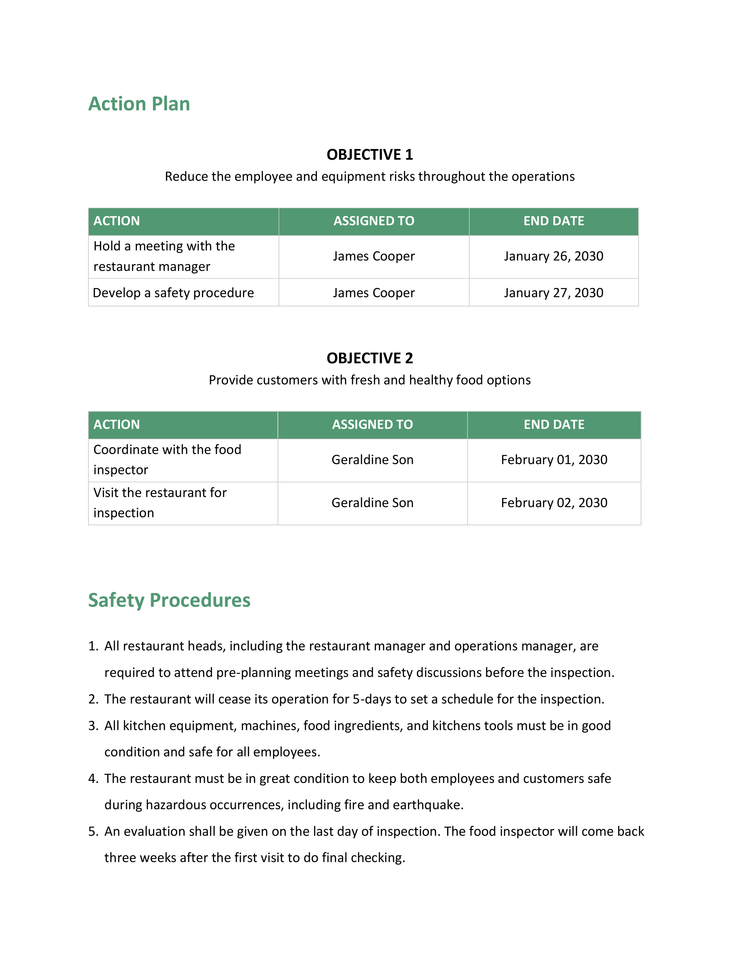 Restaurant Food Safety Plan Template - Google Docs, Word, Apple Pages ...