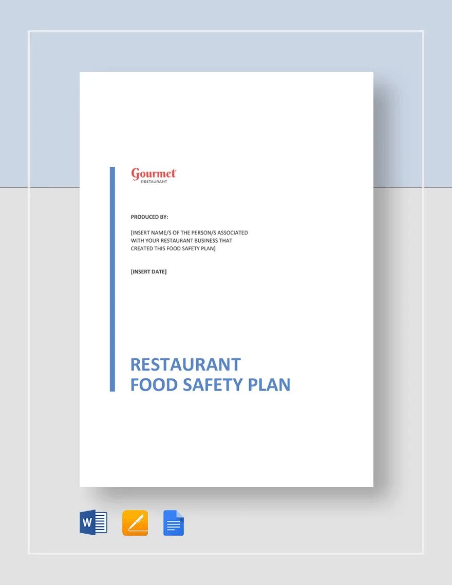 Restaurant Food Safety Plan Template