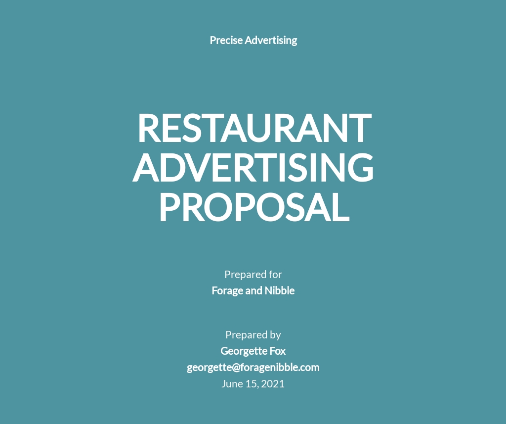 Restaurant Advertising Proposal Template - Google Docs, Word, Apple Pages