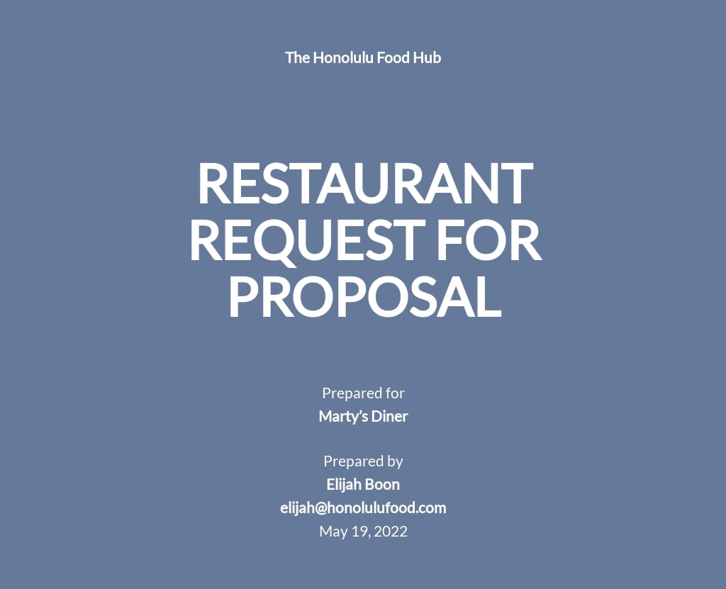 sample of business proposal for a restaurant