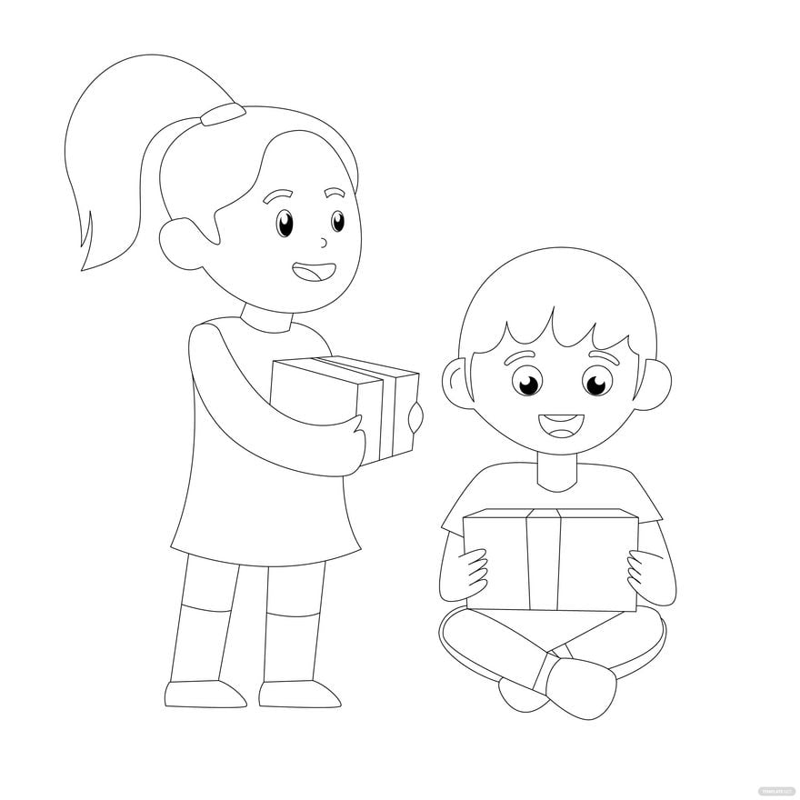 Free Kids Boxing Day Drawing in Illustrator, PSD, EPS, SVG, JPG, PNG