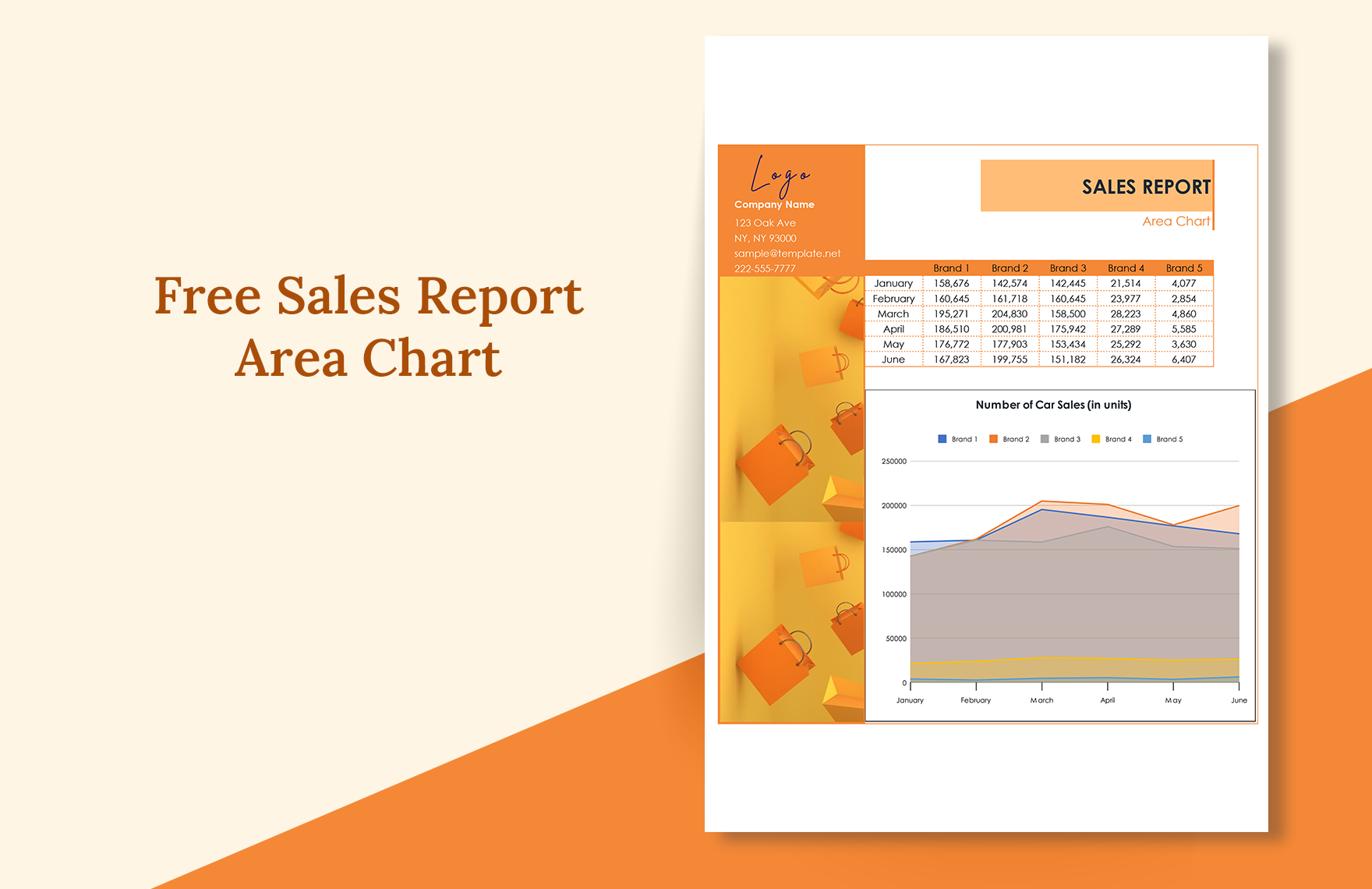 Sales Report Area Chart in Excel, Google Sheets - Download | Template.net