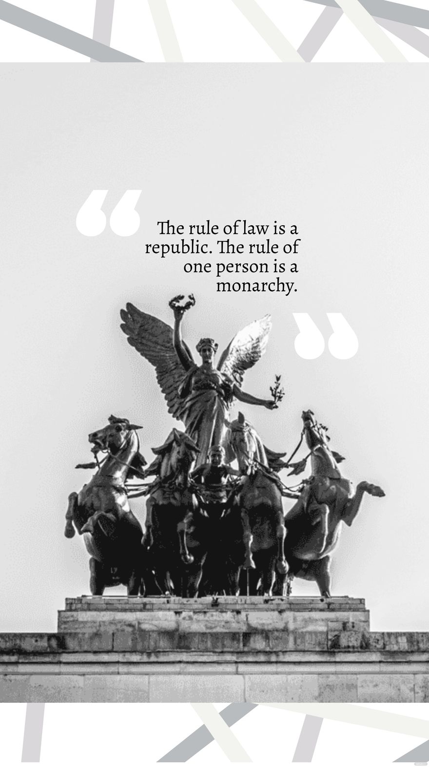 Free The rule of law is a republic. The rule of one person is a monarchy. - Lee Zeldin in JPEG