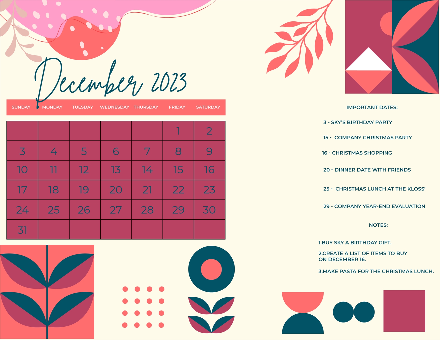 Editable December Calendar Templates In Adobe Illustrator To Download