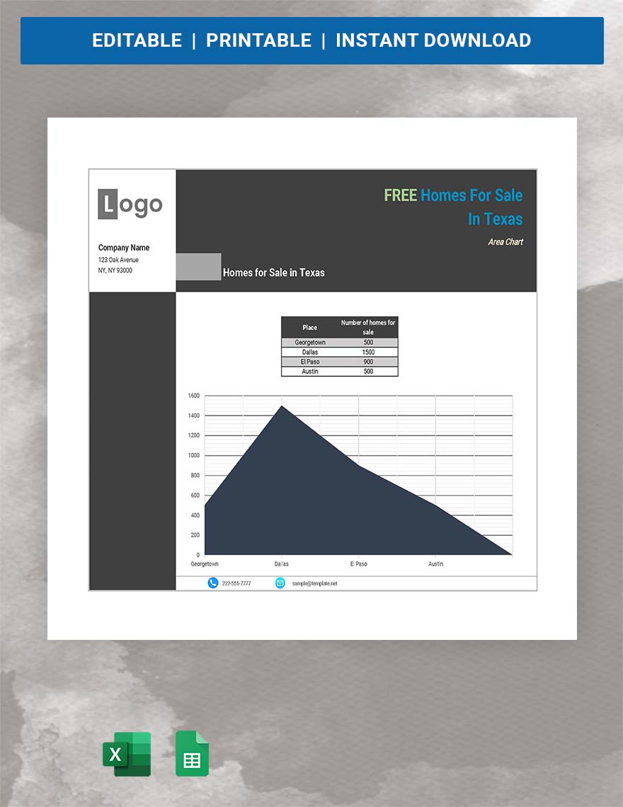Free Homes For Sale In Texas Area Chart Google Sheets, Excel