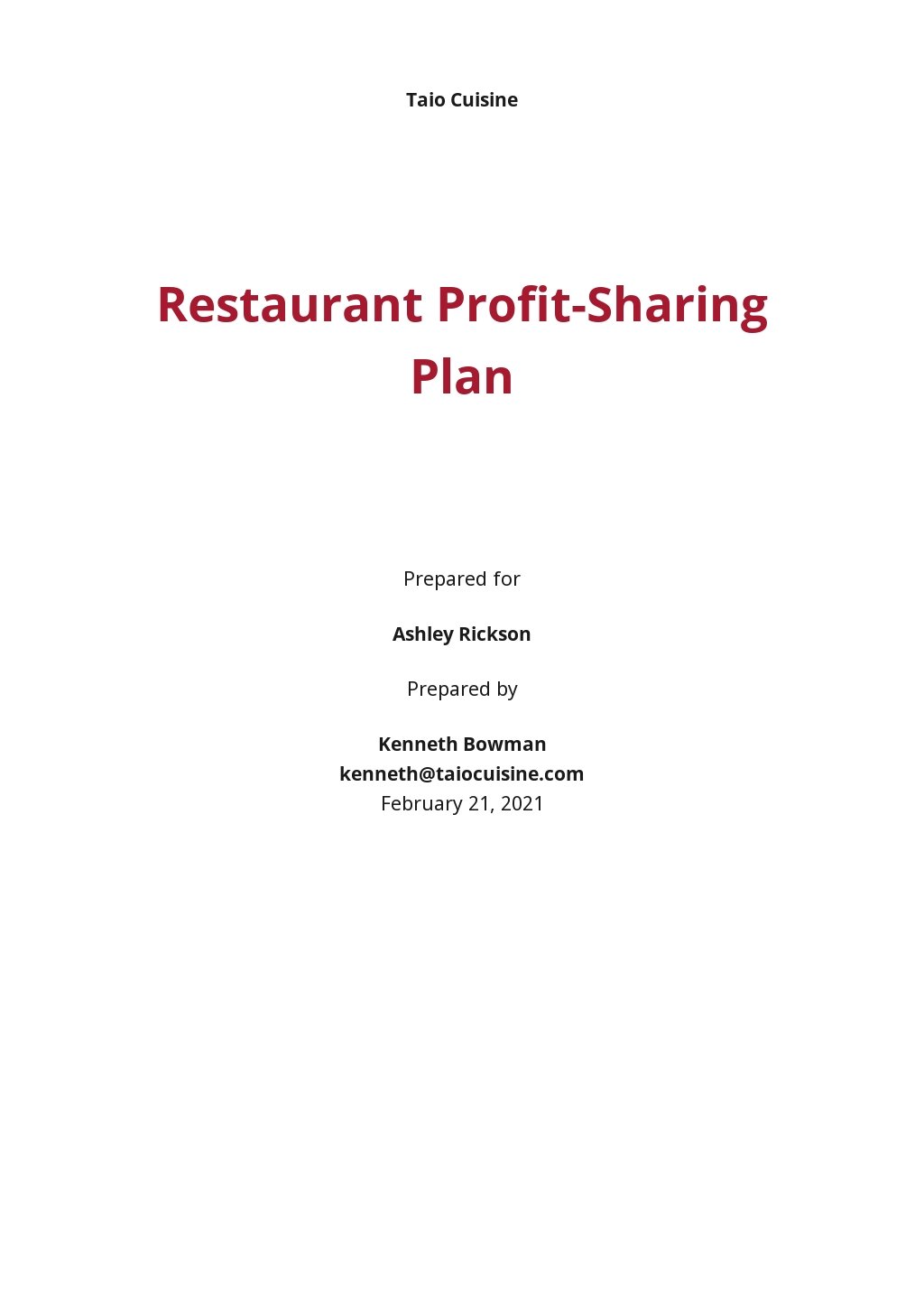 FREE Profit Sharing Plan Template in Microsoft Word (DOC ...