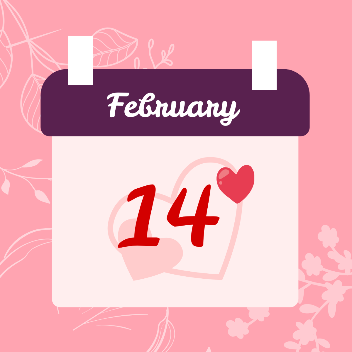 Valentine's Day Calendar Vector Template