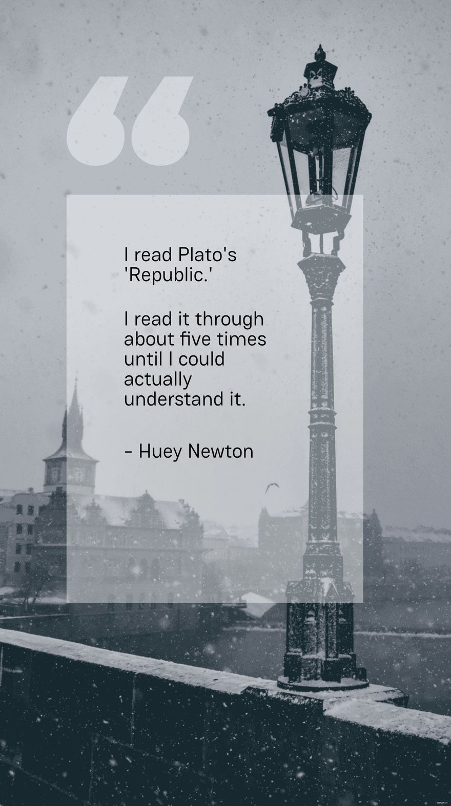 I read Plato's 'Republic.' I read it through about five times until I could actually understand it. - Huey Newton