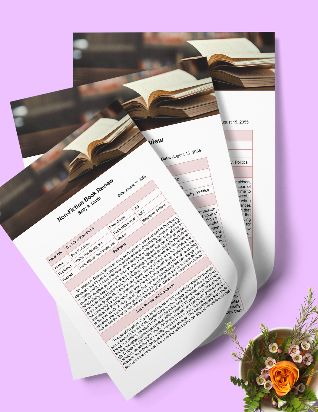 Non Fiction Book Review Template