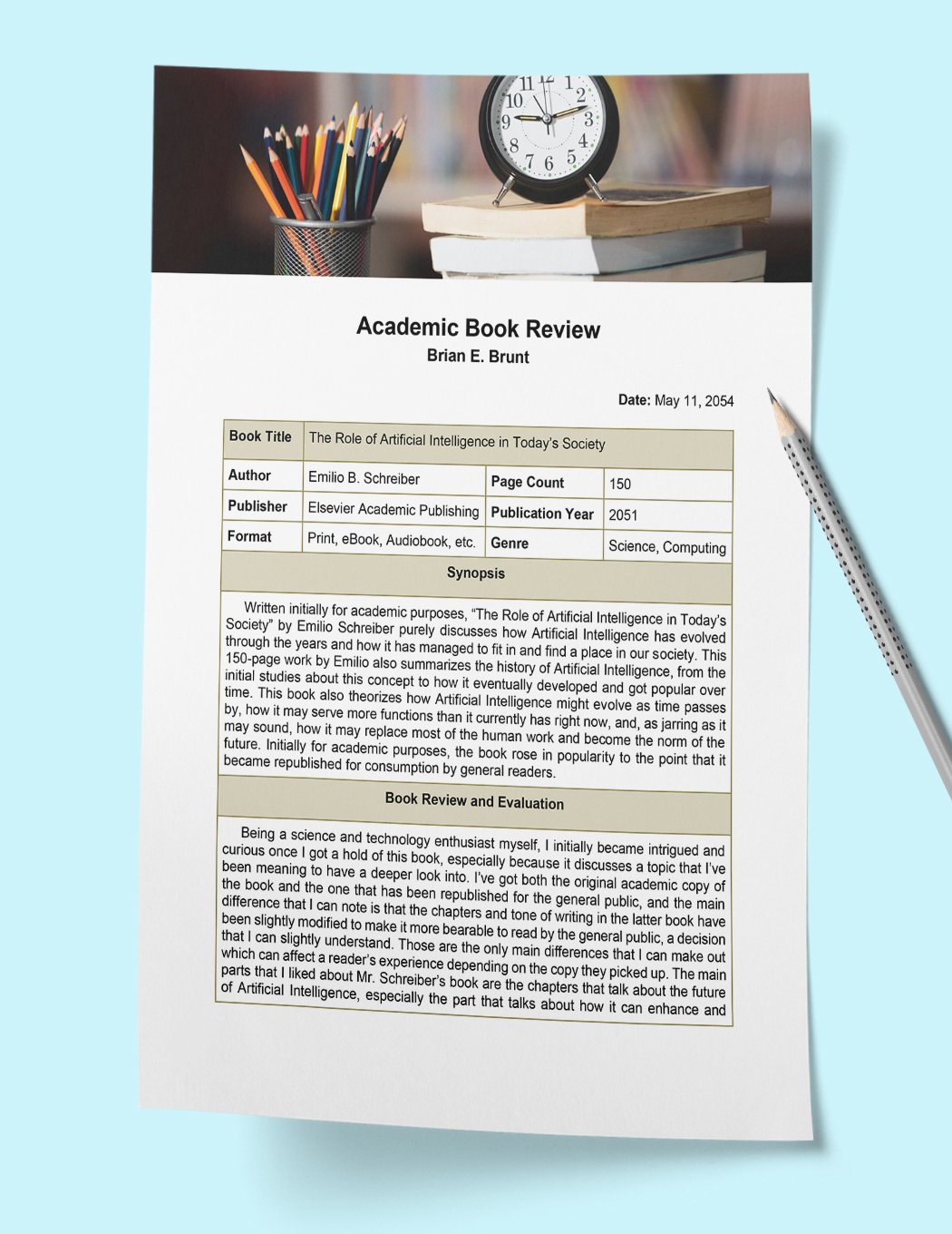 Academic Book Review Template