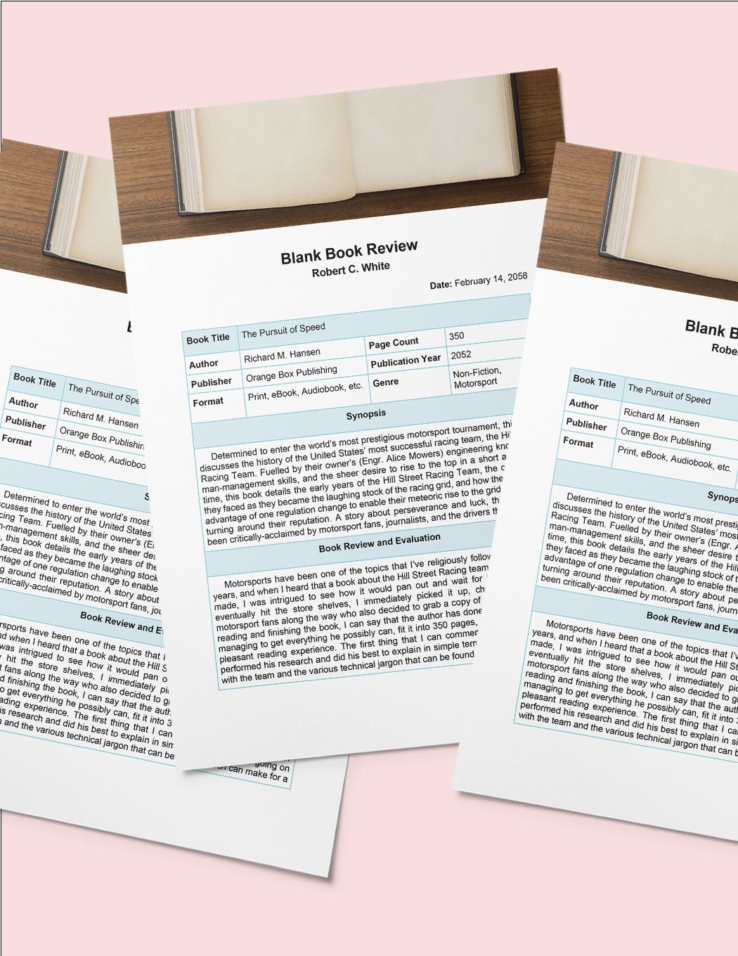 Blank Book Review Template