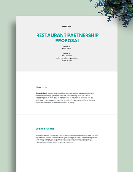 Restaurant Partnership Proposal Template