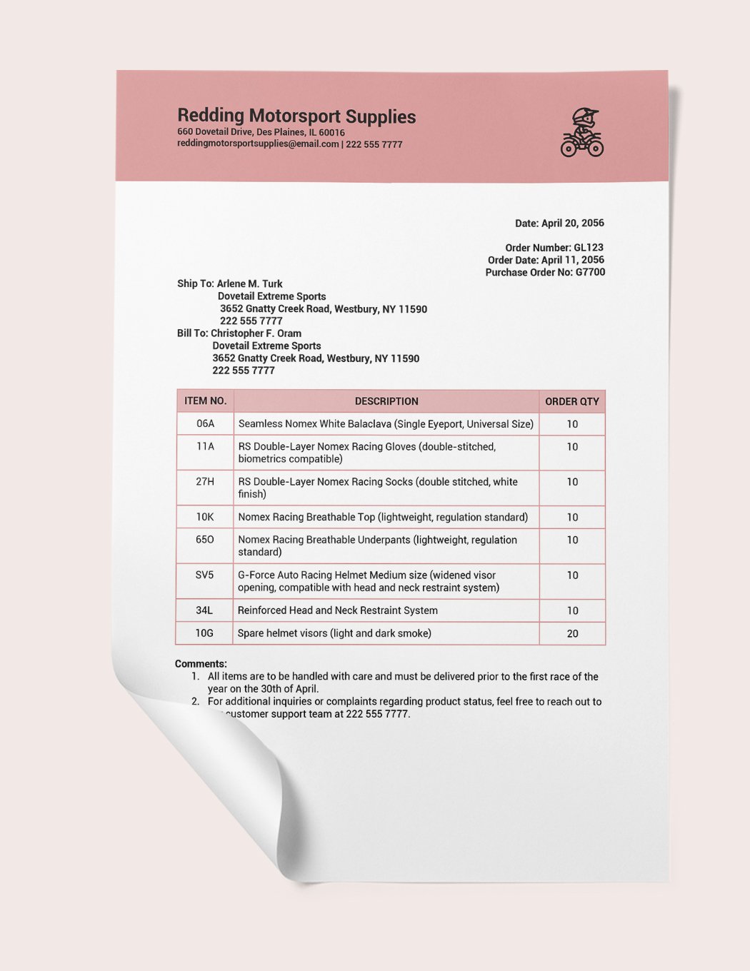 Professional Packing Slip Template