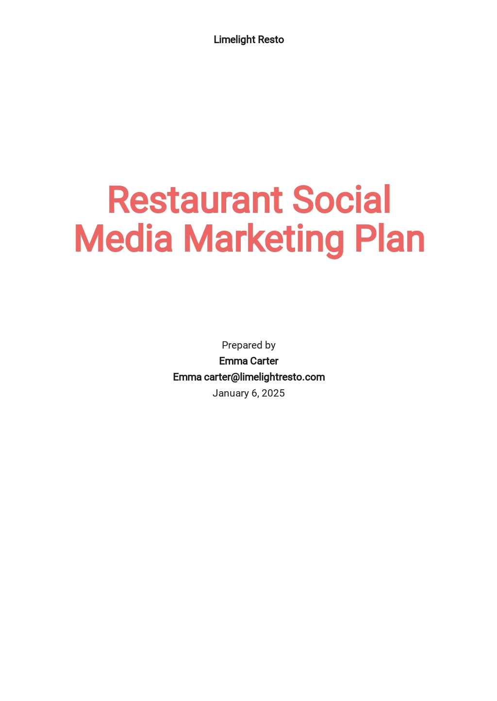 FREE Social Media Marketing Plan Template in Google Docs ...