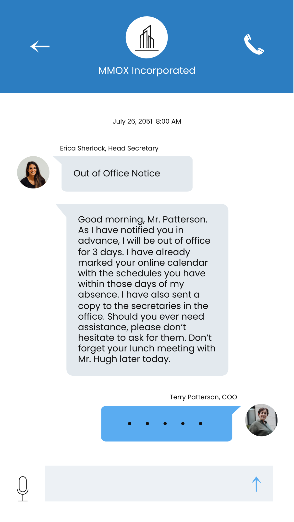 Out Of Office Phone Message Template