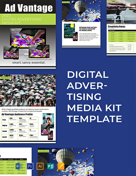 Digital Advertising Media Kit Template - Illustrator, Word, Apple Pages, PSD, Publisher